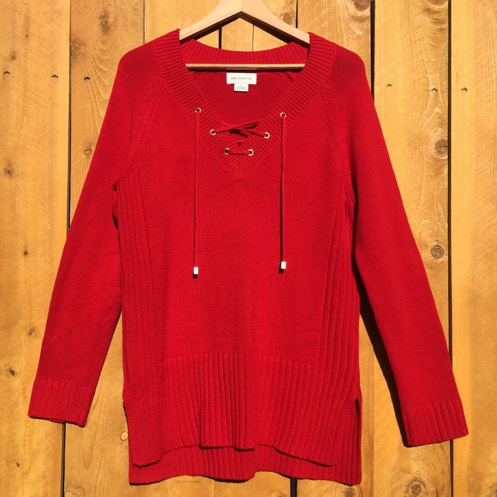 Liz Claiborne Vibrant Tied Red Sweater